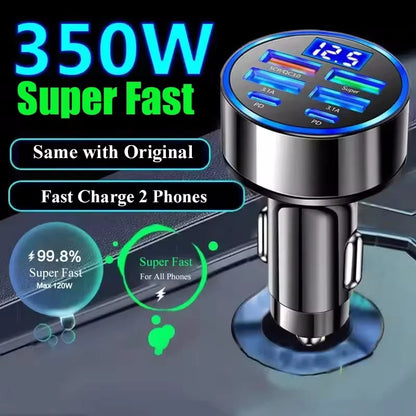 Ładowarka samochodowa USB — 120W, PD QC3.0, 4 porty — zdjęcie 1