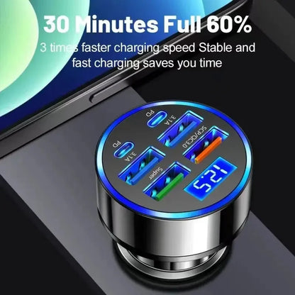 Ładowarka samochodowa USB — 120W, PD QC3.0, 4 porty — zdjęcie 9