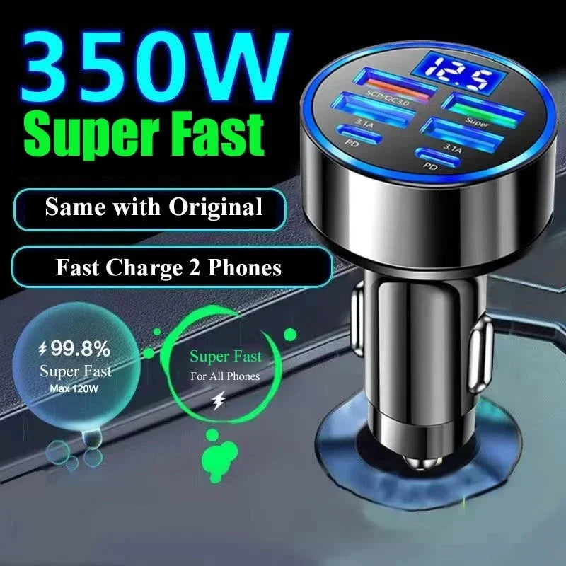 Ładowarka samochodowa USB — 120W, PD QC3.0, 4 porty — zdjęcie 7